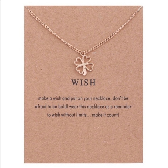 ⭐️ 5 for $25 “Wish” Clover Gold Color Necklace - Picture 1 of 3